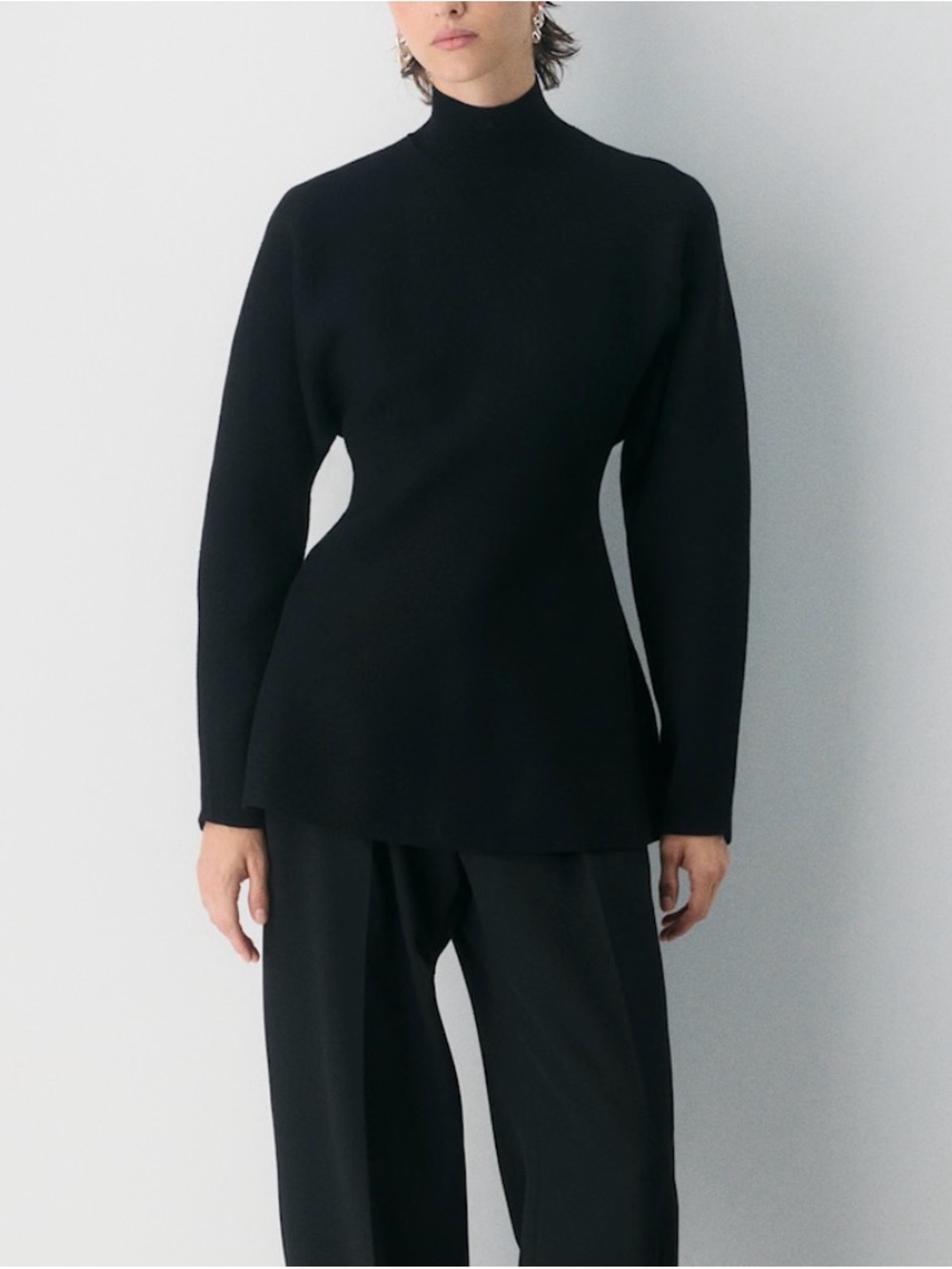 Aritzia Babaton Formation Turtleneck - Black Mock Neck Long Sleeve knit sweater